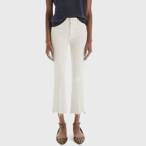 Mother The Insider Crop Step Fray in Chalk It Up Ivory Size 27